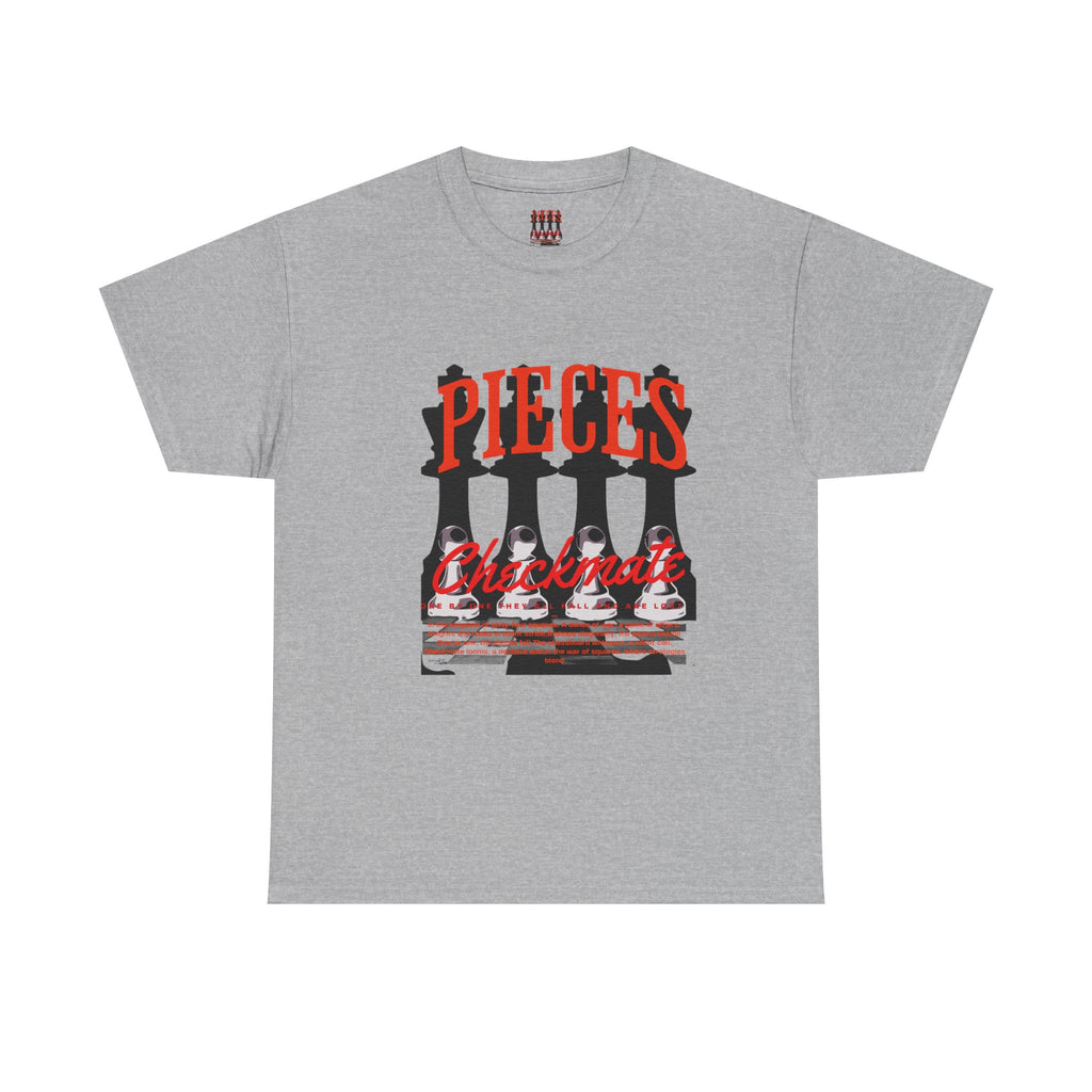 Pieces Chessboard Graphic Tee – "Pieces" Chess Club Vintage Design