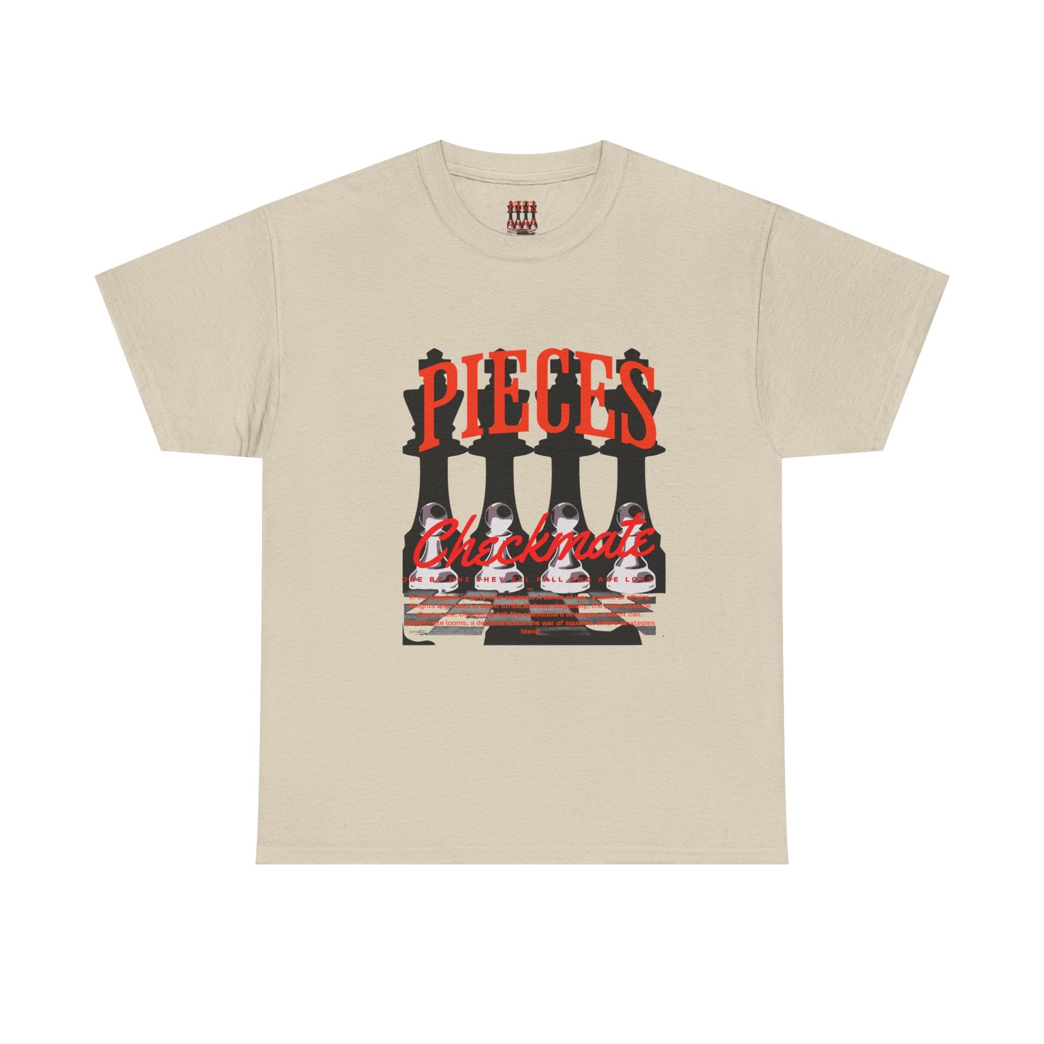 Pieces Chessboard Graphic Tee – "Pieces" Chess Club Vintage Design