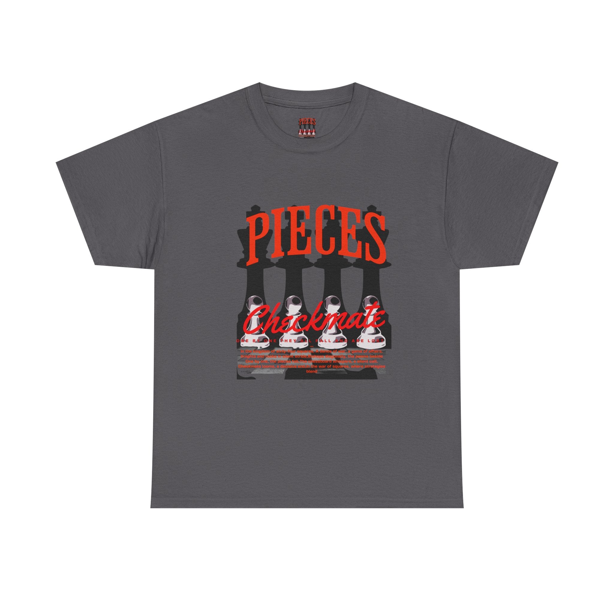 Pieces Chessboard Graphic Tee – "Pieces" Chess Club Vintage Design