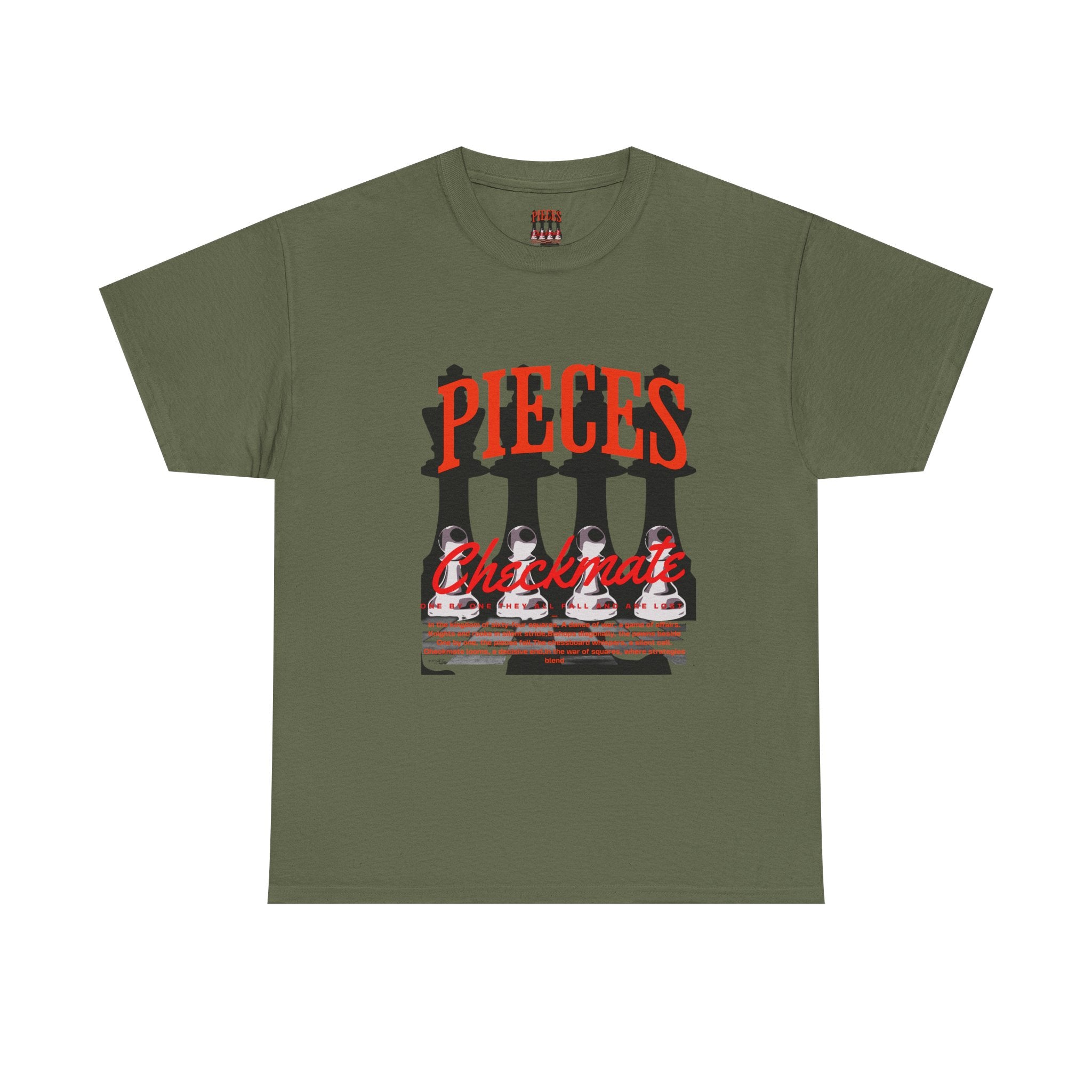 Pieces Chessboard Graphic Tee – "Pieces" Chess Club Vintage Design