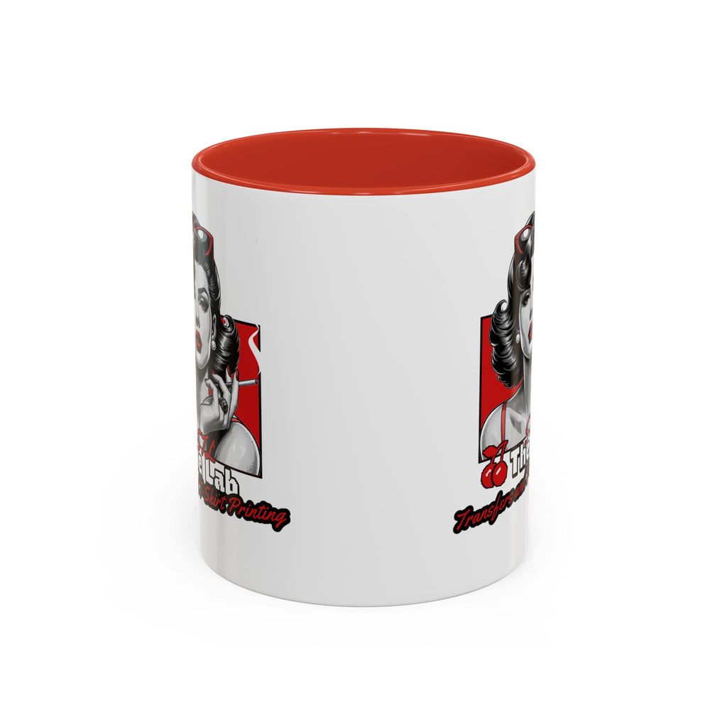 Retro Pin-Up Coffee Mug — 'The Lab' Cherry Beauty Accent Mug (11/15oz)