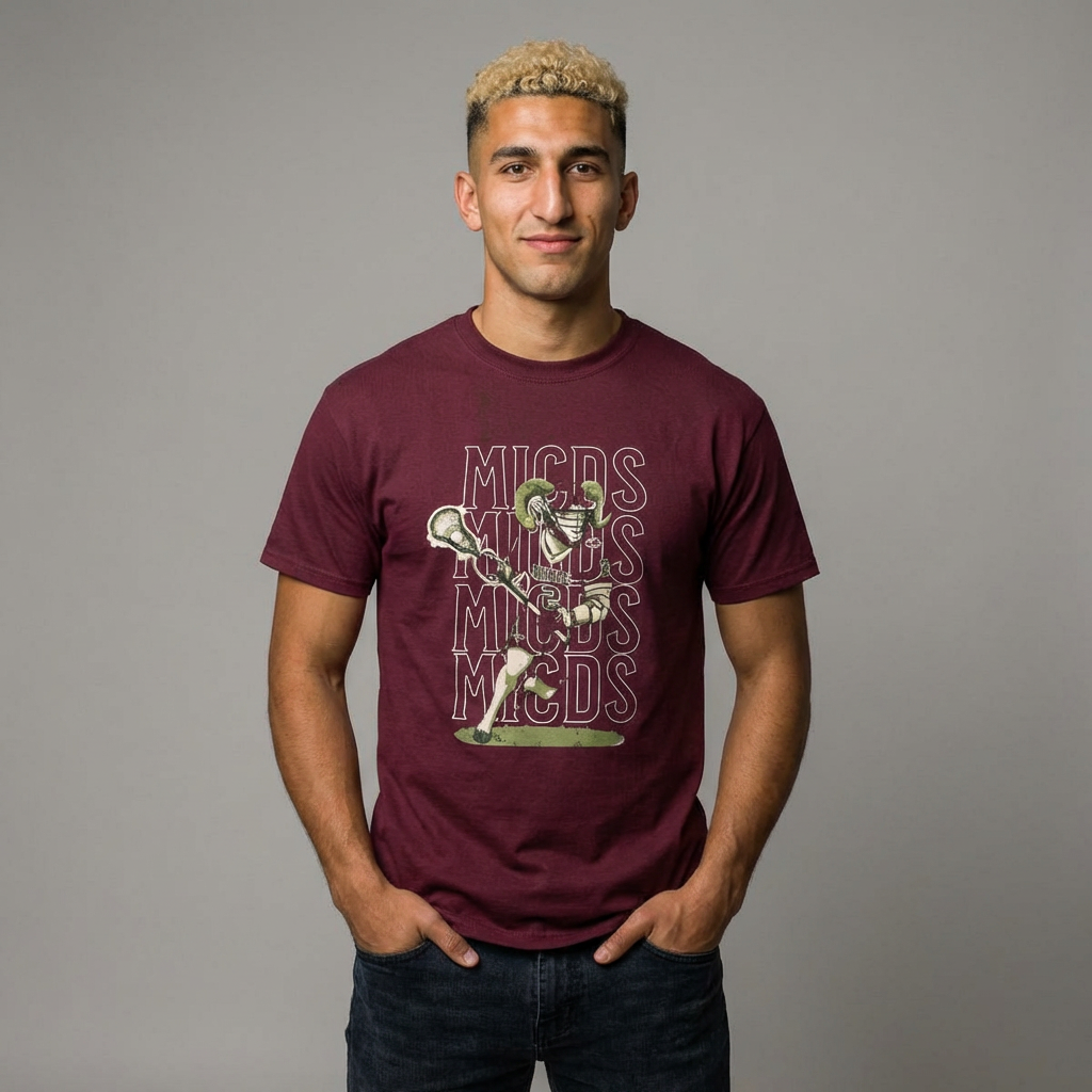 Lacrosse Ram Player Tee - 'MICDS' Athletic Graphic T-Shirt