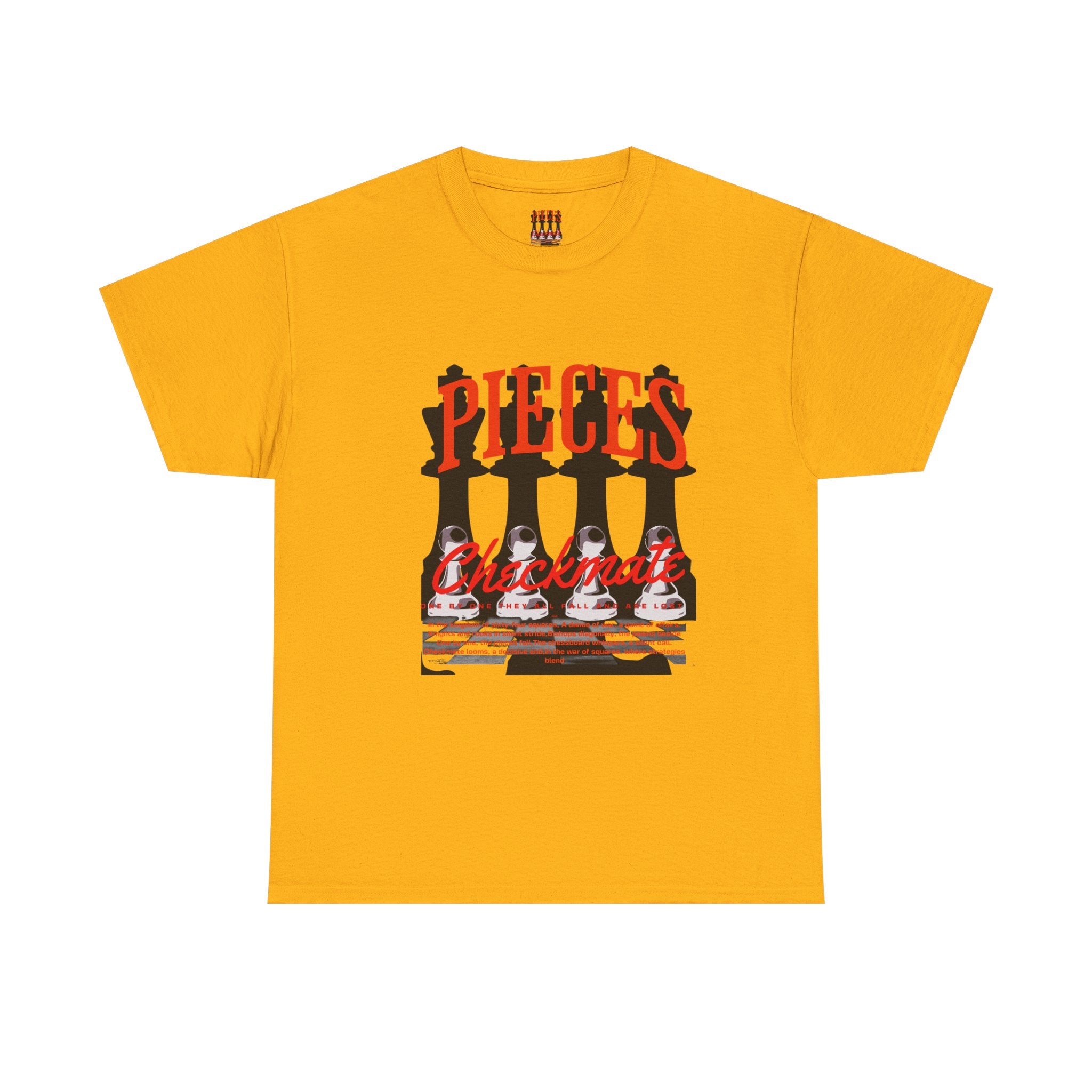 Pieces Chessboard Graphic Tee – "Pieces" Chess Club Vintage Design