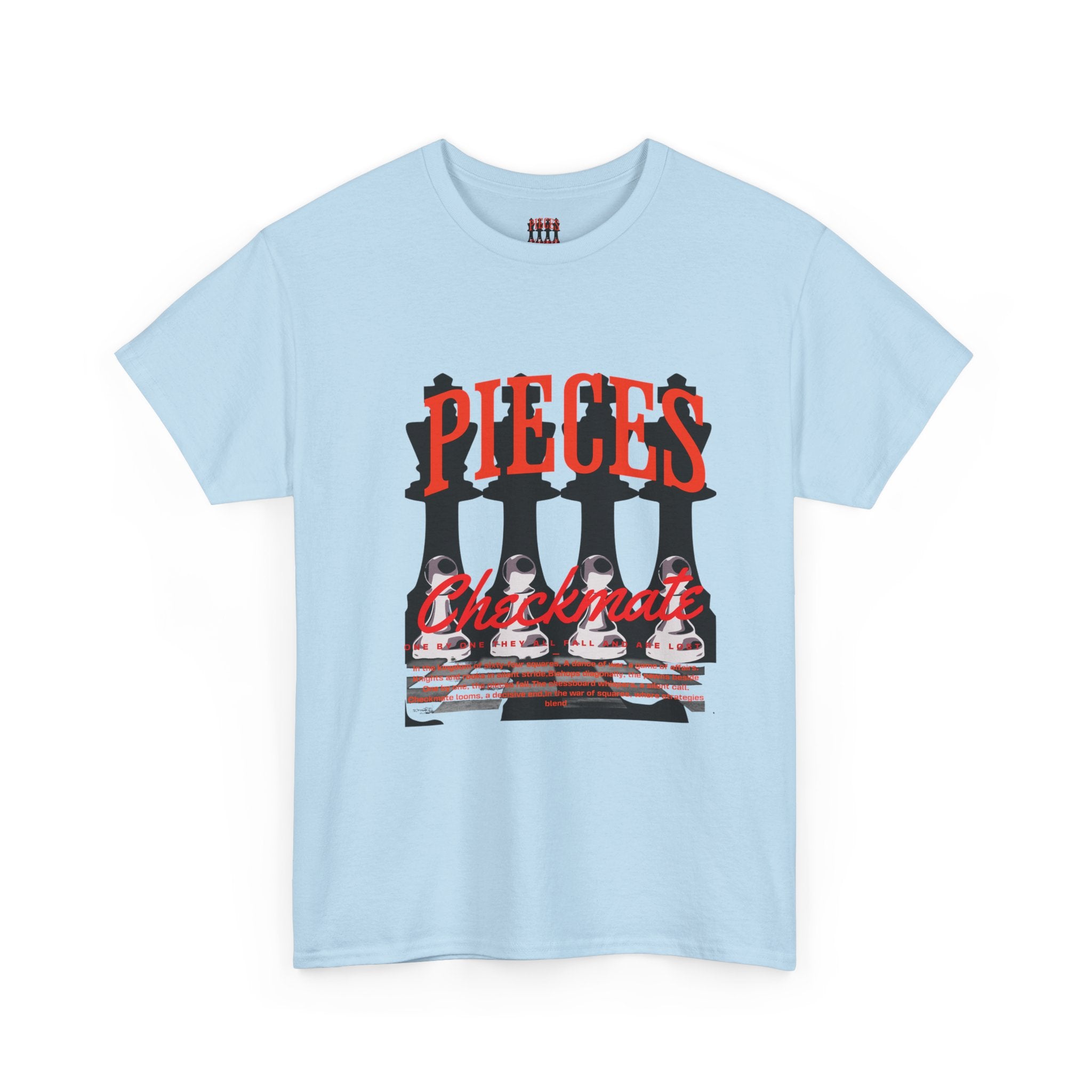 Pieces Chessboard Graphic Tee – "Pieces" Chess Club Vintage Design