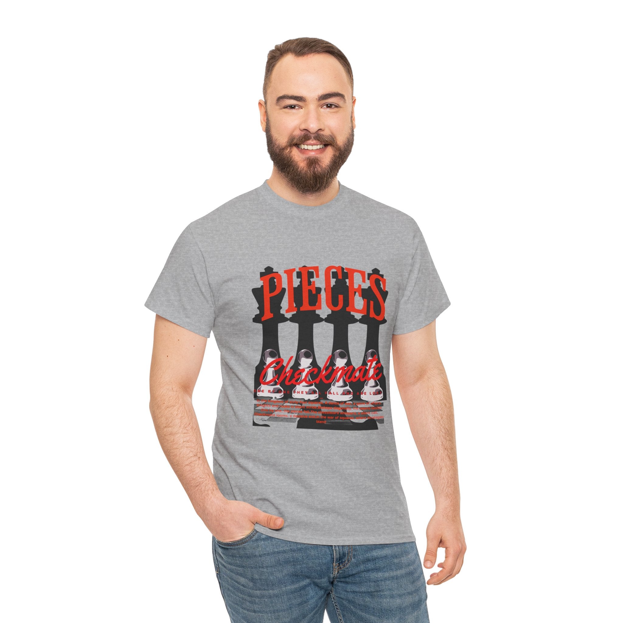 Pieces Chessboard Graphic Tee – "Pieces" Chess Club Vintage Design
