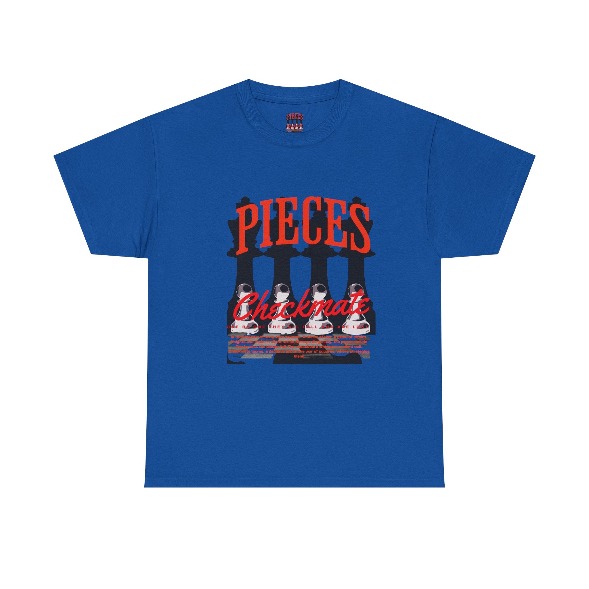 Pieces Chessboard Graphic Tee – "Pieces" Chess Club Vintage Design